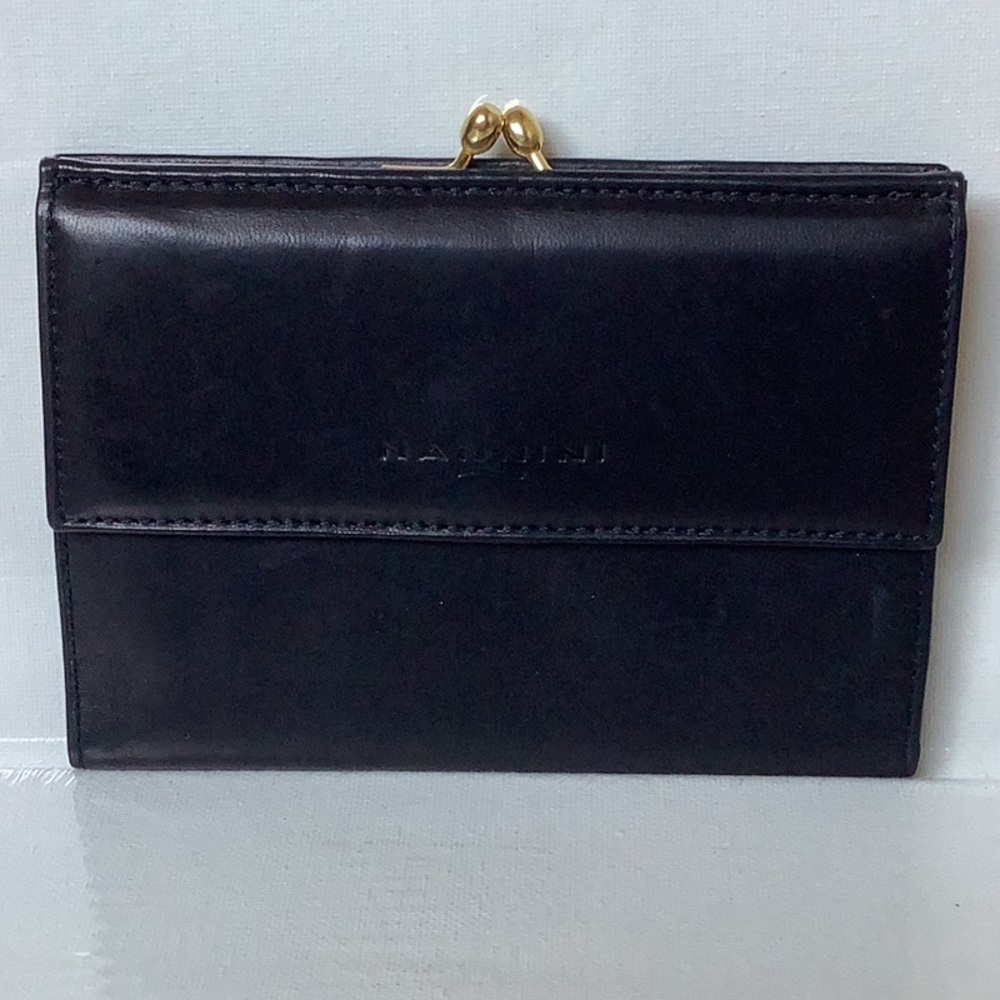New Nannini black leather wallet coin purse